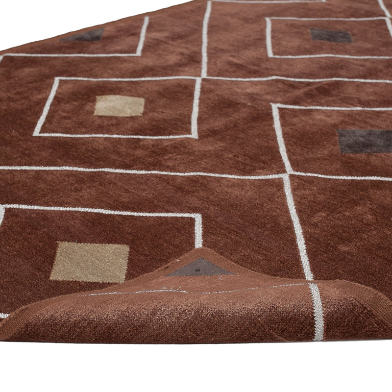 Brown Geometric Flatweave Chenille Rug - 3'6" x 5'6"
