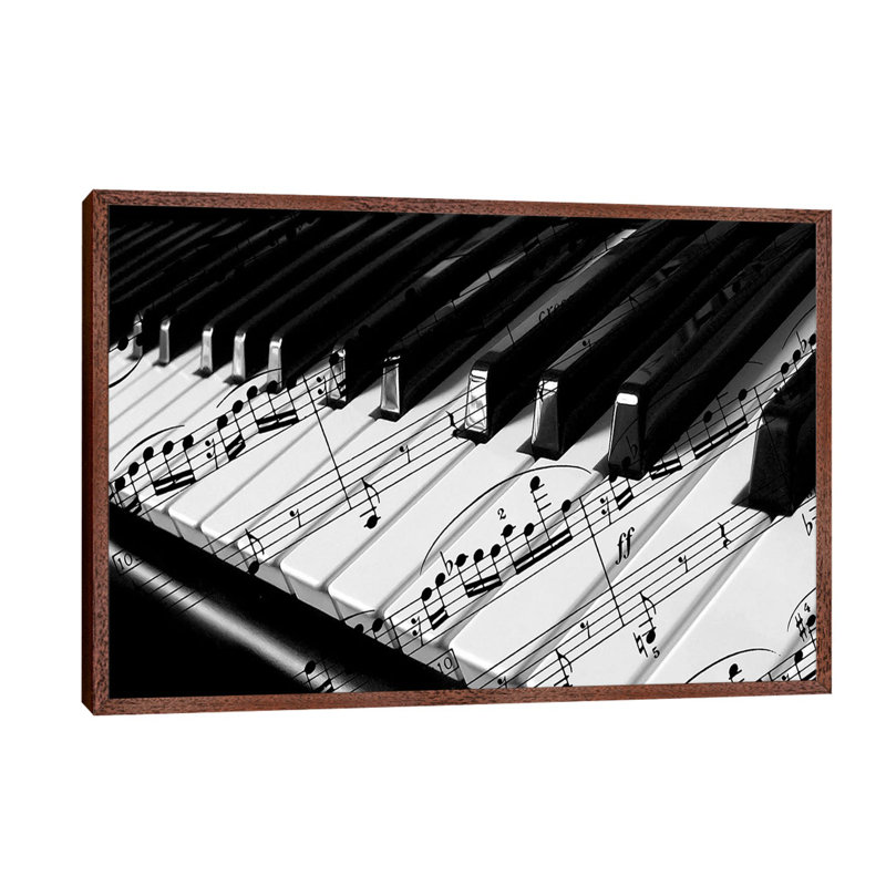 Piano - Floater Frame Print on Canvas, 66.04 cm H x 45.72 cm W, Brown Framed