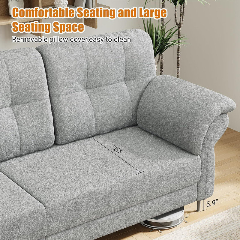 Canapé 83,5 po 83,5 po, Gris
