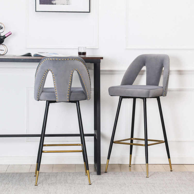 Ensemble de 2 tabourets de bar Acevedo, Gris