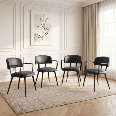 47cm H Upholstered Metal Armchair in Black