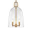 Luminaire suspendu moderne en verre Bell, îlot de cuisine doré à 2 lumières avec tige réglable, abat-jour en verre transparent à finition laiton pour vestibule de bar de salle à manger