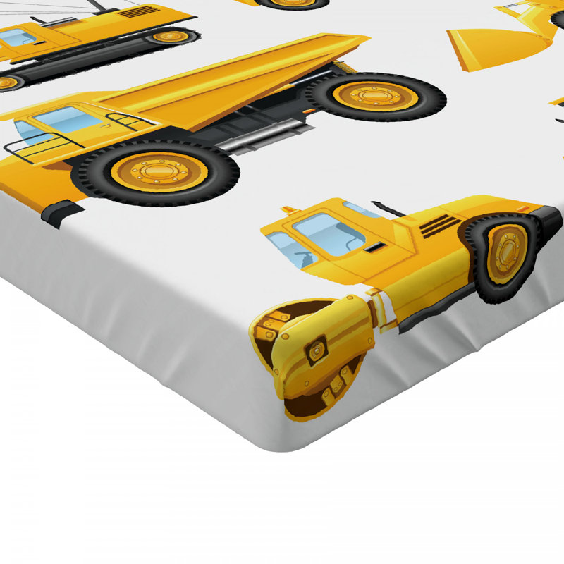 Construction Vehicle Microfibre Jersey Knit Fitted Sheet, European Kingsize (160 x 200cm)