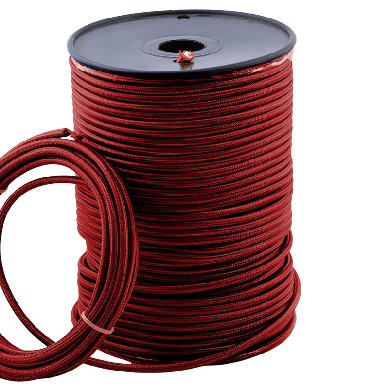 5m 2 Core Round Fabric Electrical Cable Braided Flex Cord for Lightning Lamp and DIY Projects, Burgundy