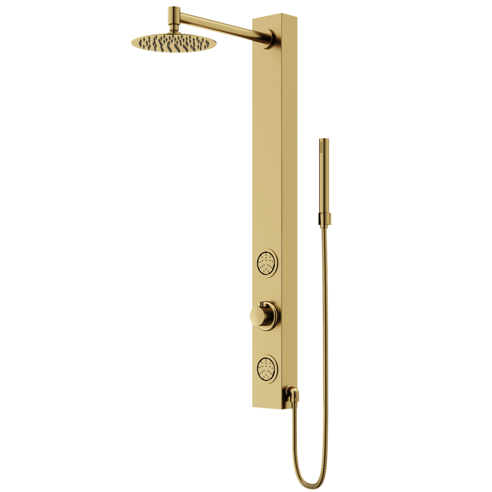 Gardenia 39" H X 4" W 2-Jet Shower System with Hand Wand - Requires existing shower head connection, Matte Gold