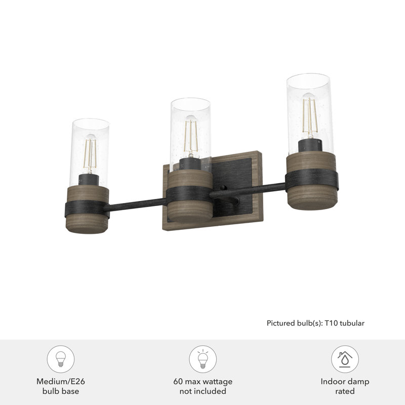 Rustic Iron 3-Light Dimmable Outdoor Vanity Fixture