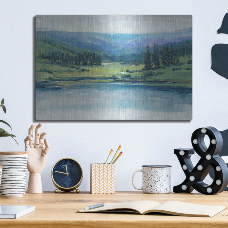«Mountain Lake I» par Tim O'Toole, art mural en métal, H 12 po x l 16 po