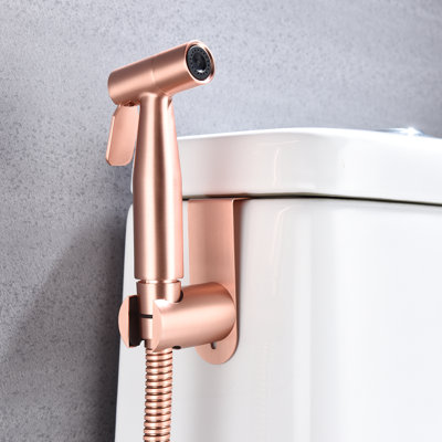 Handheld Bidet For Toilet - Rose Gold Metal, Enhances Bathroom Hygiene With Customizable Spray Patterns And Rust Finish Metal Toilet, Design Hygienic Cleansing Adjustable Intensity