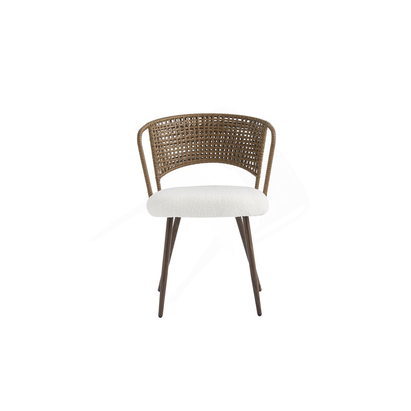 Chaises de salle à manger à oreilles avec rotin respirant Farmhouse, 4, Noyer foncé