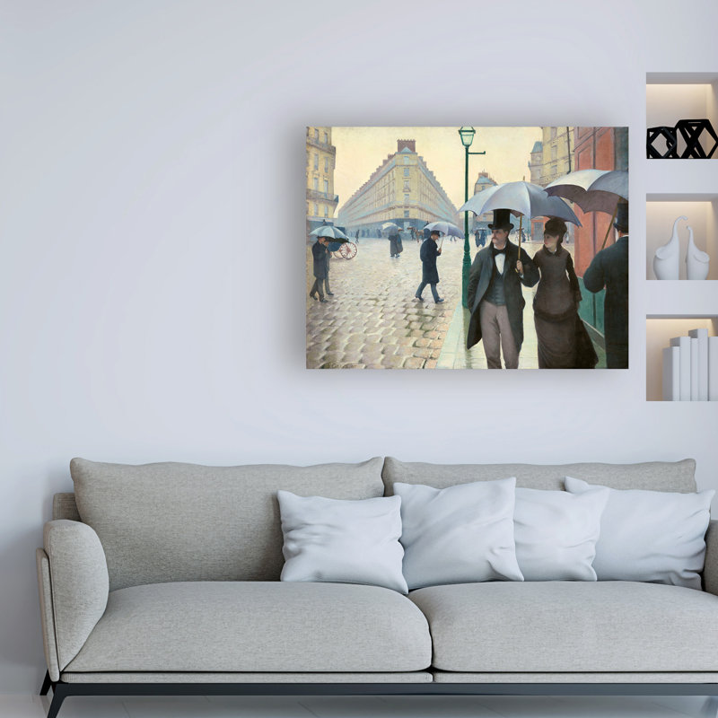 « Paris Street on a Rainy Day » par Gustave Caillebotte, reproduction d’art sur toile tendue, H 18 po x l 24 po x P 2 po