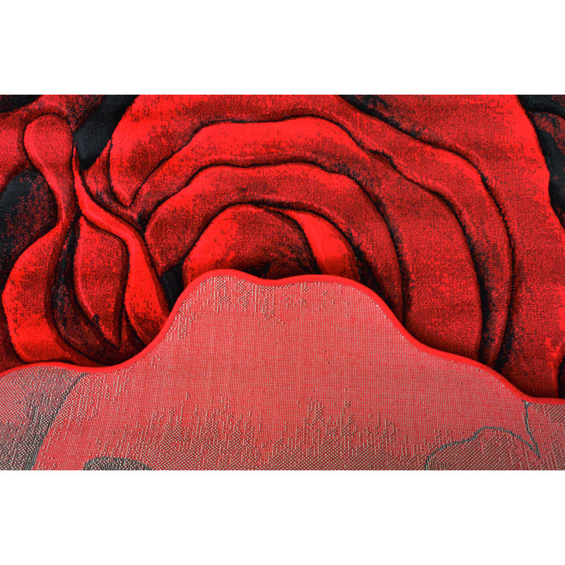 Tapis floral rouge Baseeth, Nouveauté 5 pi 3 po
