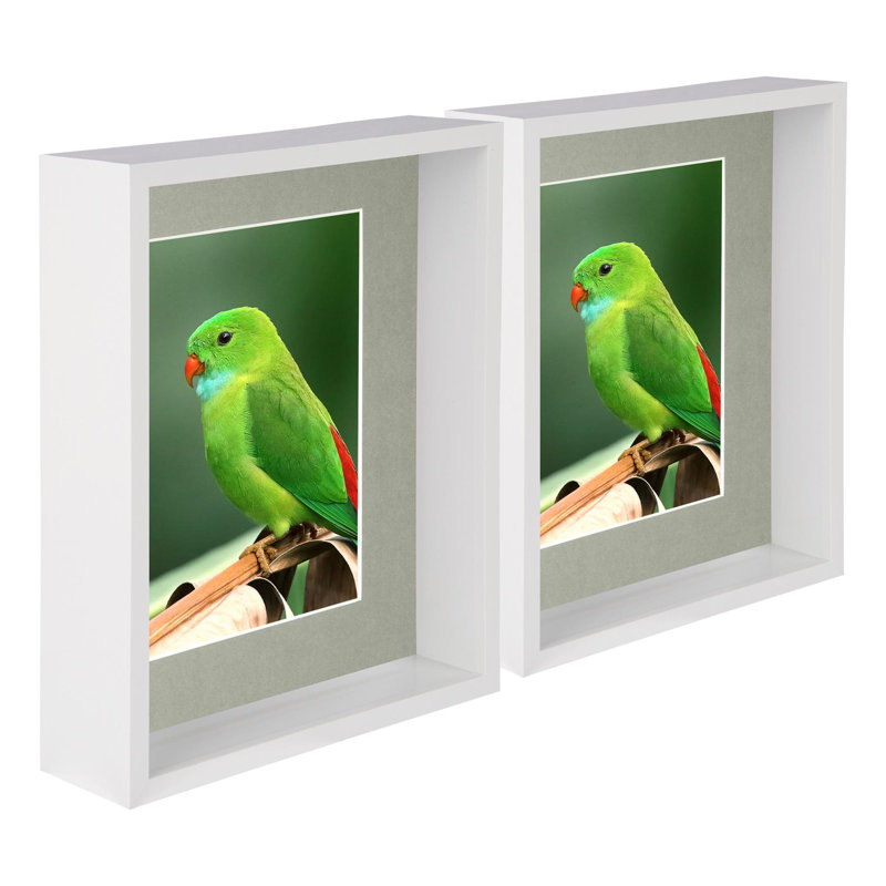 Nicola Spring - 8" x 10" 3D Deep Box Photo Frames - 5" x 7" Mount, White