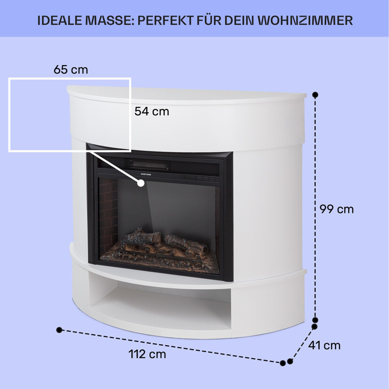 Klarstein 112cm W Electric Fireplace, White