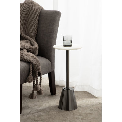 Round Marble and Metal Drink Table