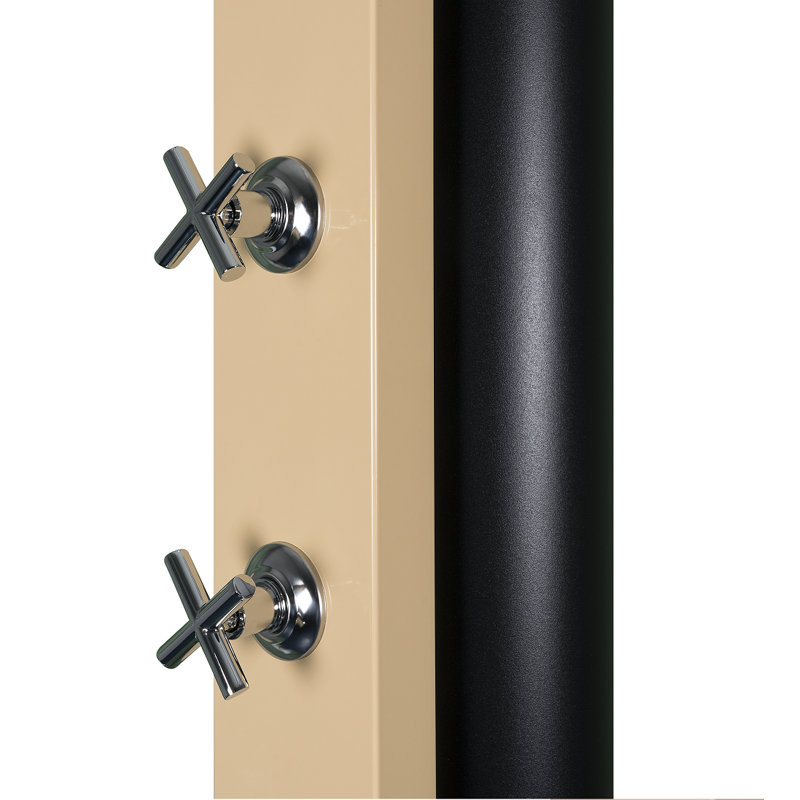 Alecxander Solar Powered Stainless Steel Wall Mounted Outdoor Shower and Footwash Spout, Beige