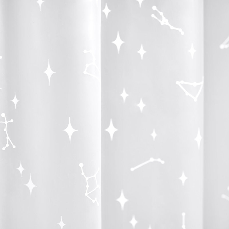 Rideau de douche imperméable iDesign Constellation PEVA - 12 œillets en métal - 72 po x 72 po - blanc / givré