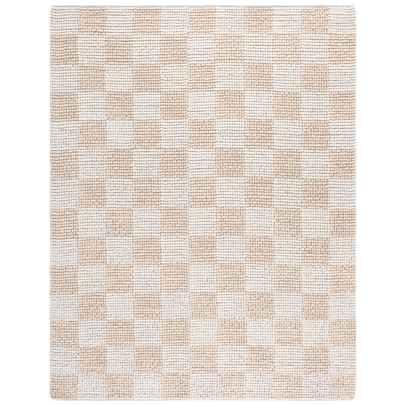 Natura 288 Flatweave Wool/Cotton Checkered Rug in Beige/Ivory, Runner 2'3" x 8'