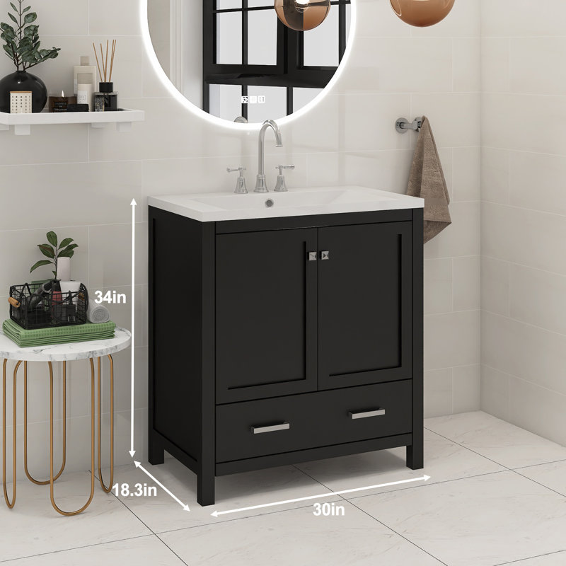 Ensemble de meuble-lavabo simple 30 po Caleiah, Argent argent