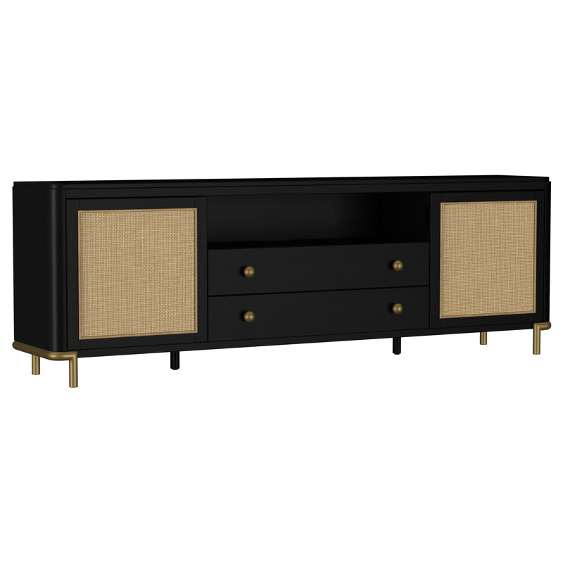 Meuble télé Arini Rattan Cane, Noir