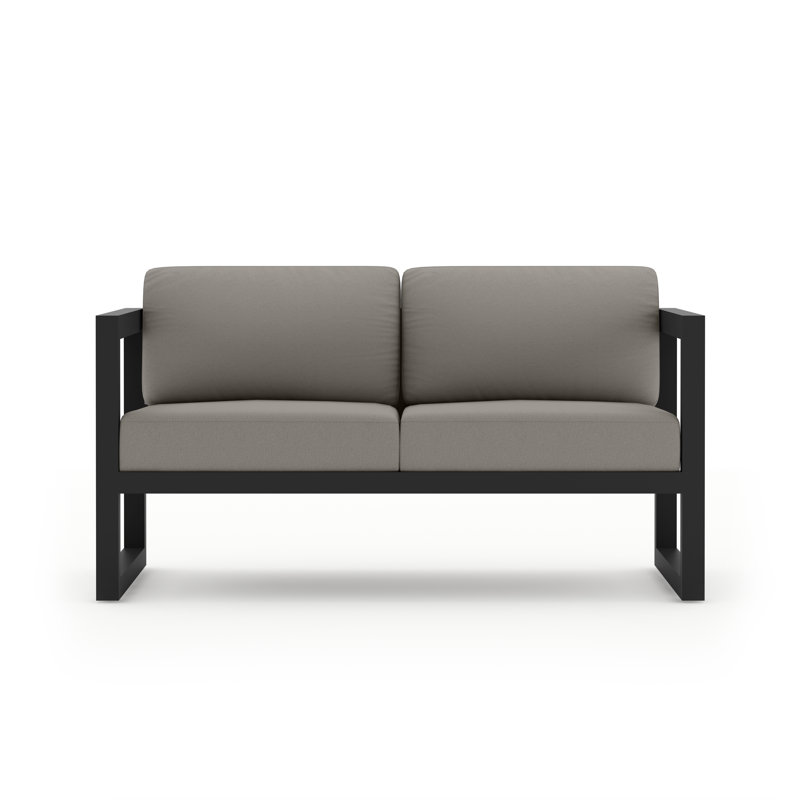Avion 3 Piece Loveseat Set, Canvas Charcoal Sunbrella® Canvas, Black