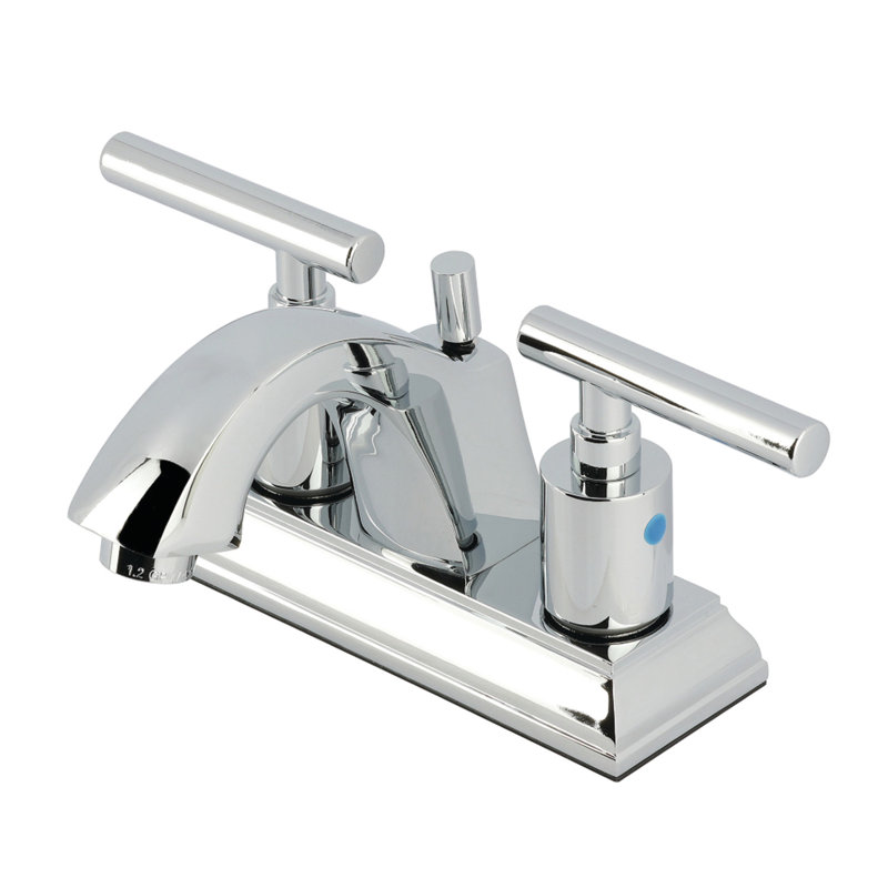 Kingston Brass Manhattan Two-Handle 3-Hole Deck Mount 4" Centerset Bathroom Faucet with Pop-Up Drain, Polished Chrome