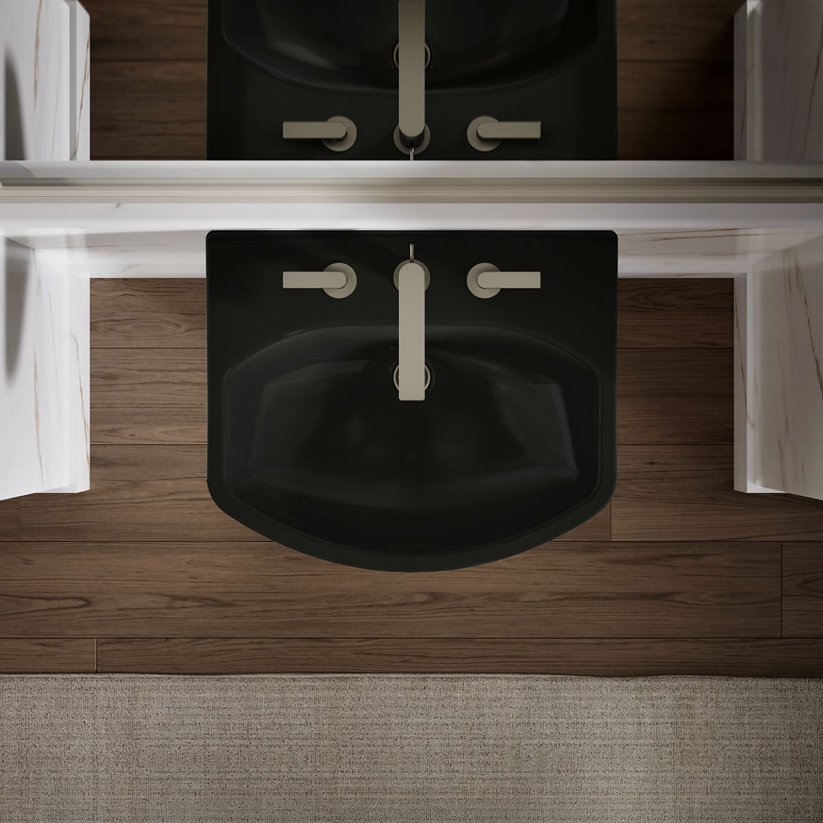 Cimarron U-Shape Pedestal Bathroom Sink, Black , 8'' Centers