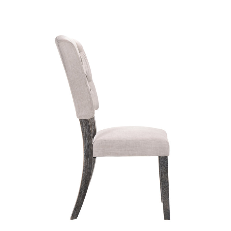 Ensemble de 2 chaises d'appoint en lin beige et chêne gris patiné, Grey