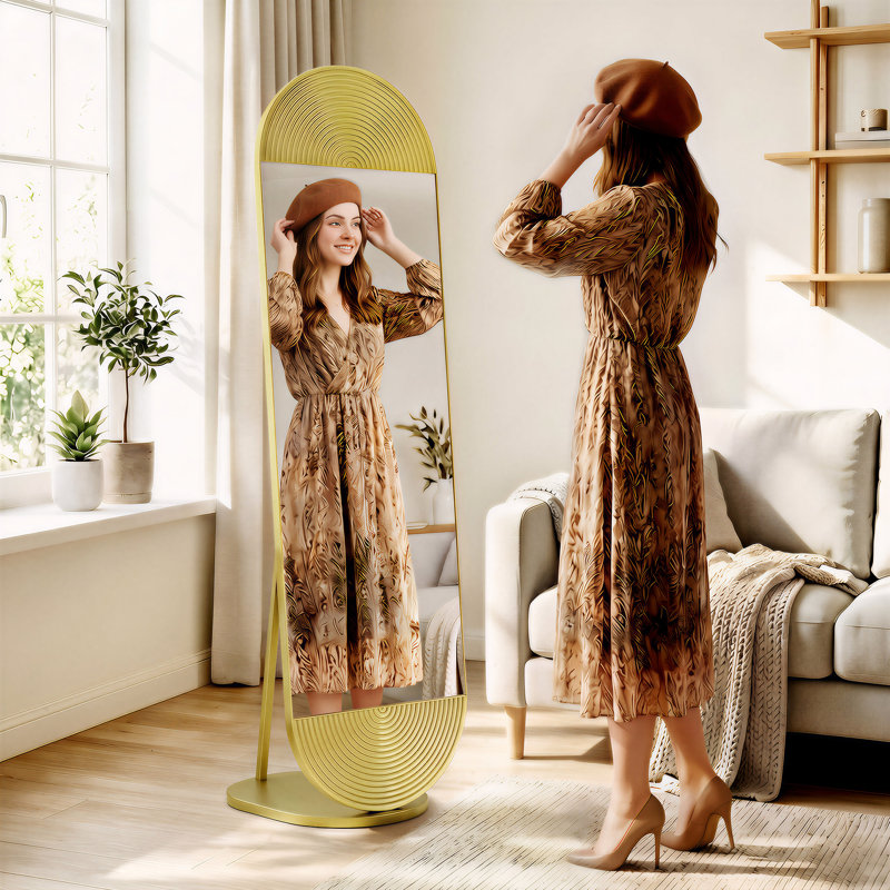 Metal Wavy Floor Mirror