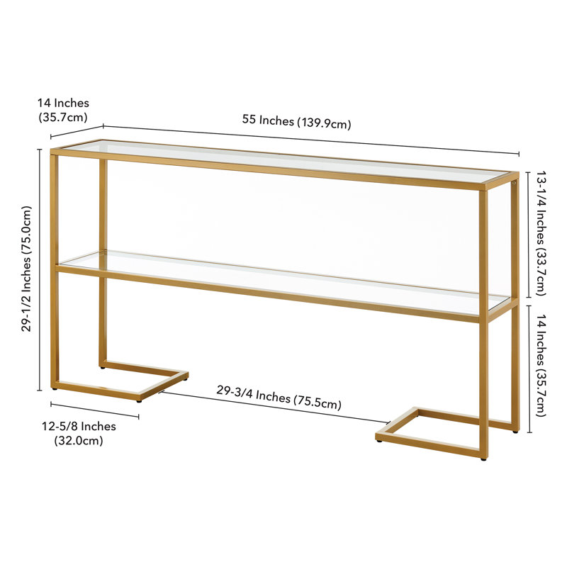 Glass Top Console Table, Gold