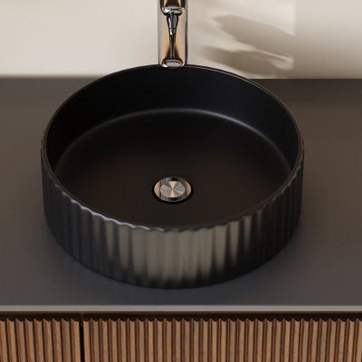 14" Circular/round Black Ceramic Vessel Bathroom Sink