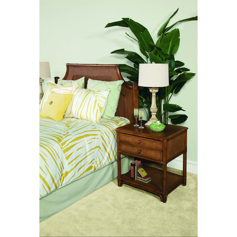 Summer Retreat 2 - Drawer Rattan Nightstand, Bisque