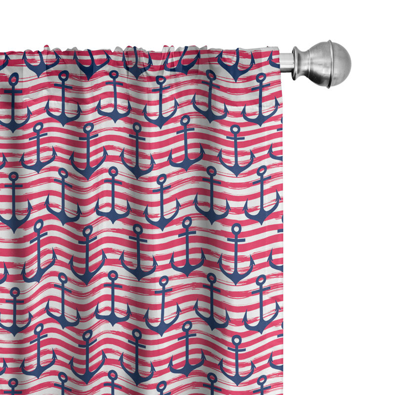 Harbour Stripe Semi-Sheer Rod Pocket Sliding Panel, 28" x 95"