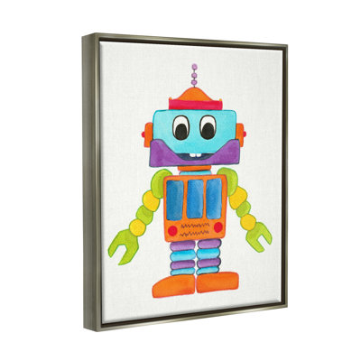" Bold Smiling Robot Vivid " by Elvira Errico Painting Print