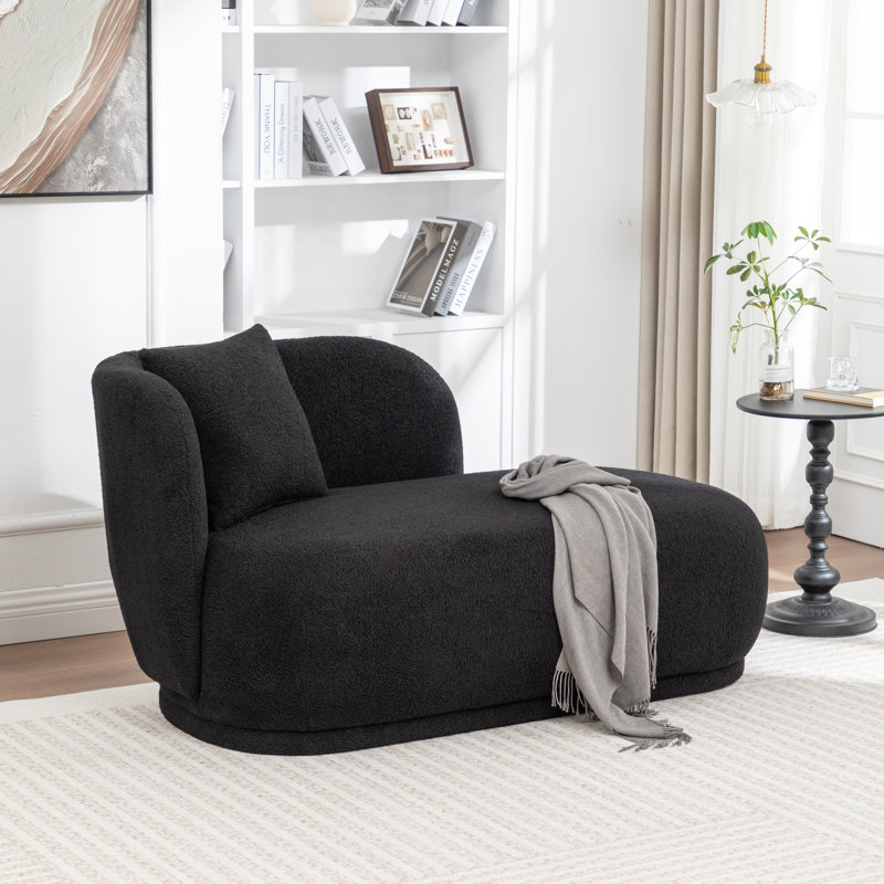 Chaise longue rembourrée en fausse fourrure, Noir