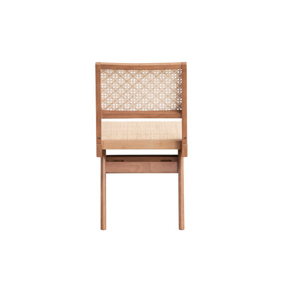 Et paire de chaises d'appoint à finition naturelle et naturelle - Rehaussez vos chaises d'extérieur de détente 2 pièces pour l'extérieur, le toucher, le contreplaqué de bois d'hévéa, les accents de tissage géométrique, 22,09 po X P 17,85 po