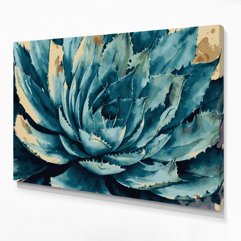 «Southwestern Plants Agave Plant 149», art mural sur toile verte, H 11 po x l 14 po
