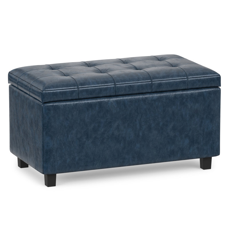Banc repose-pieds avec rangement caché Cosmopolitan, Bleu denim