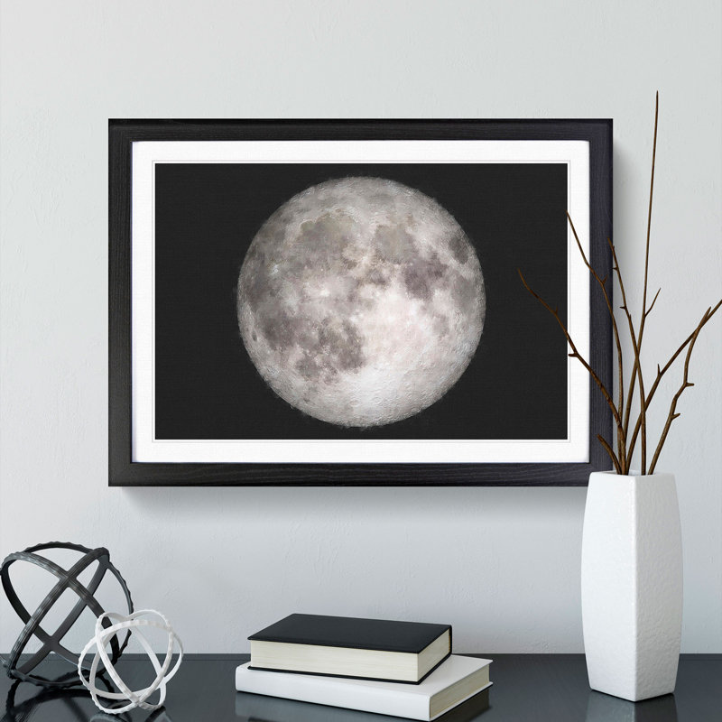 A Full Moon - Framed Print, Black, 33cm H x 45cm W x 2cm D