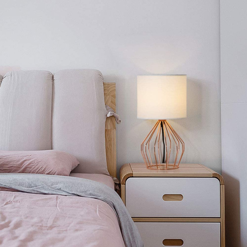 Lampe de table 13,8 po Hakun, Or rose, Blanc