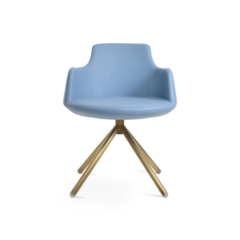 Chaise avec accoudoirs Dervish, Bleu, Laiton