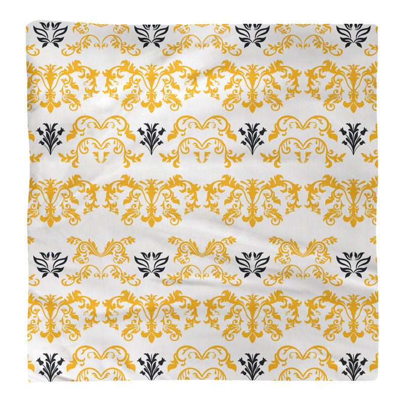 Damask Square Napkin, Gold/White/Black, Cotton, 22" W x 22" L