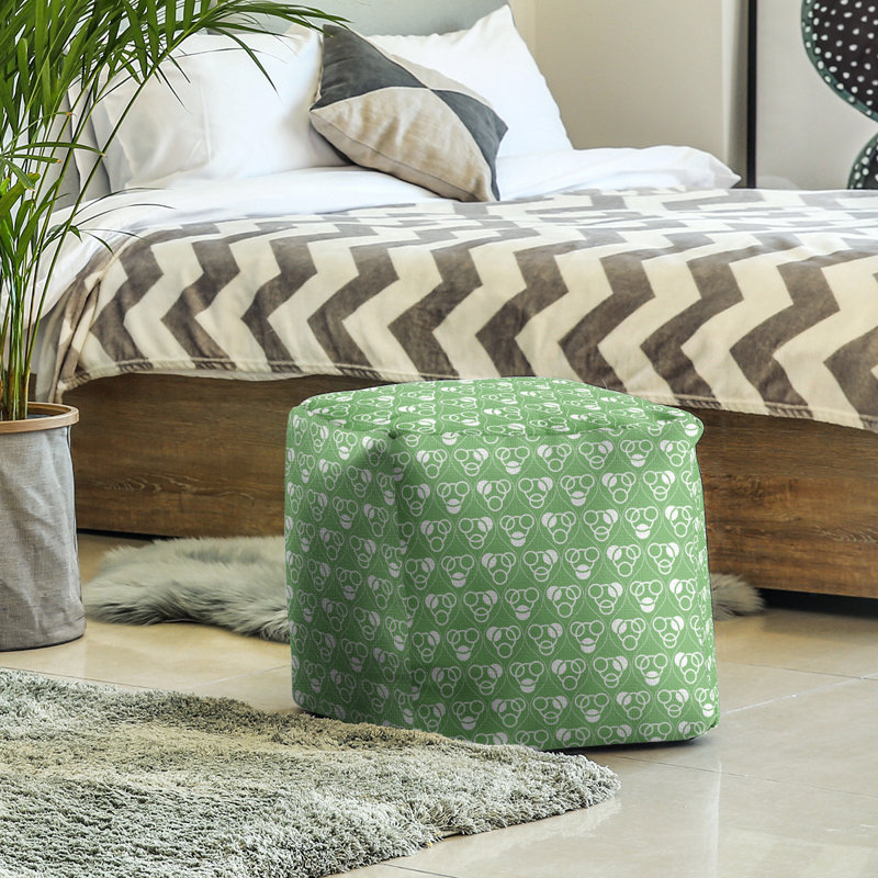 Repose-pieds à cubes classic circle ondulations, Vert / blanc