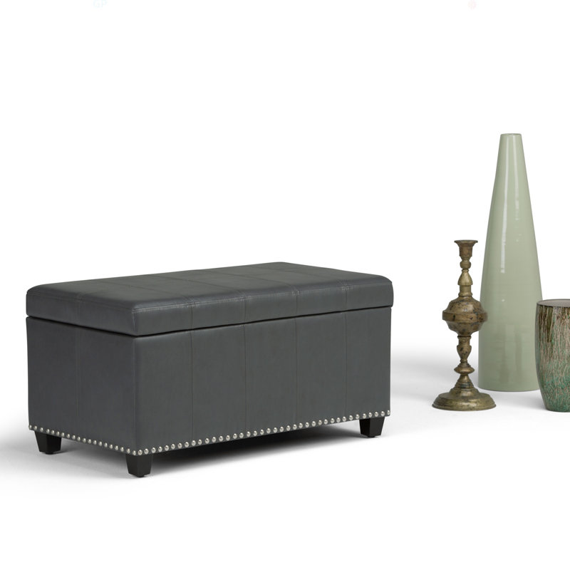 Banc de rangement moderne pour repose-pieds pour le salon, Gris foncé