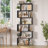 Hermoth 75'' H X 27.6'' W Tall Geometric Bookcase,6-Tier Storage Shelf, Contemporary Display Shelf-637443087-651166310-647997373