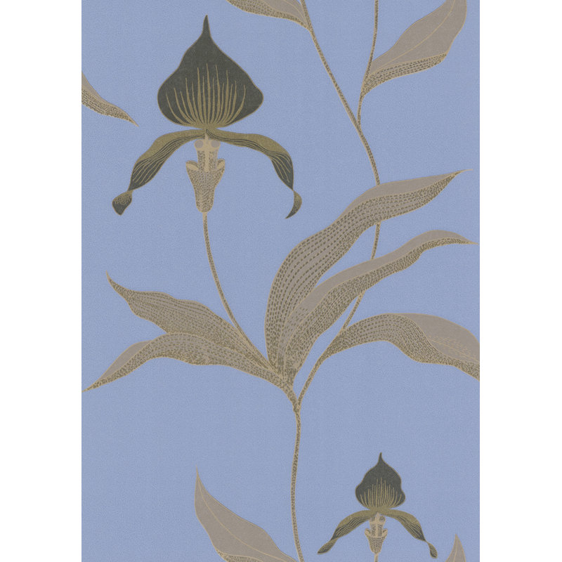Orchid Floral Wallpaper Roll, Blue