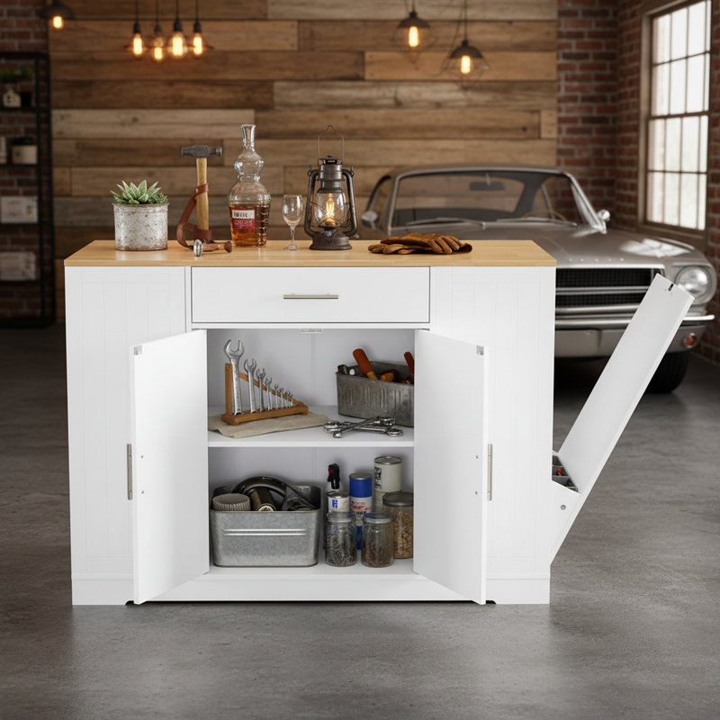 Armoire de rangement 53 po Modern Farmhouse, Blanc antique
