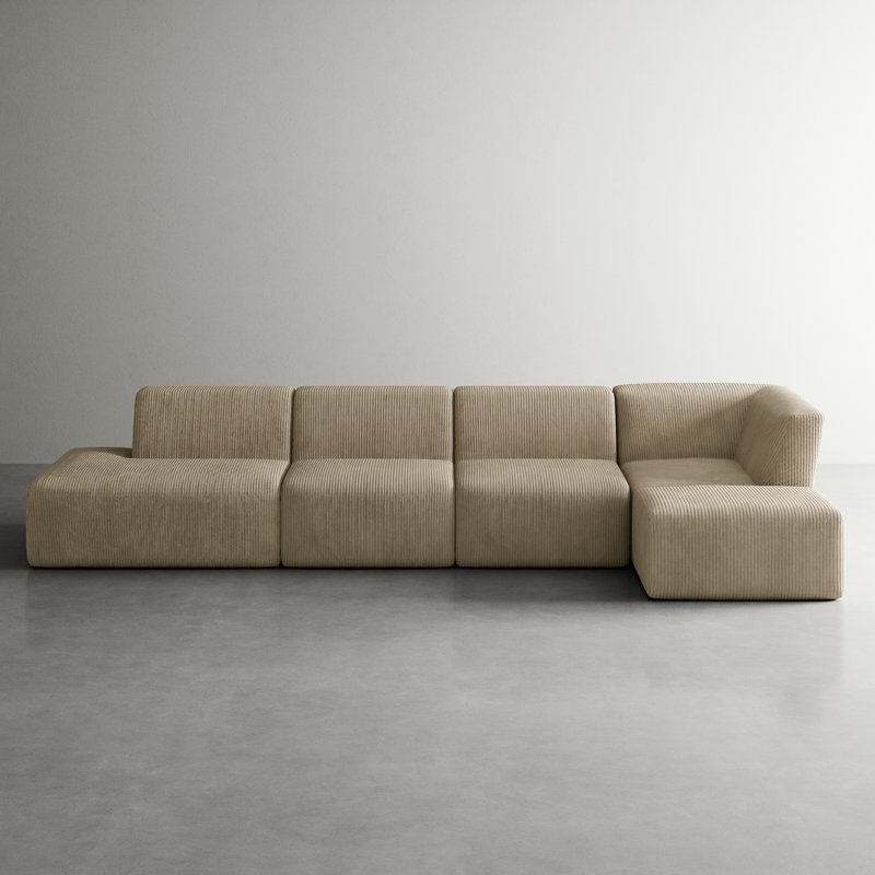 5 Seater Corduroy Seating Component, Right Hand Facing, Khaki Corduroy