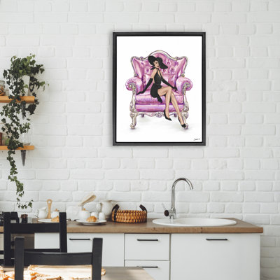 Cadre élégant femme élégante sur chaise flottante, design par Ziwei Li