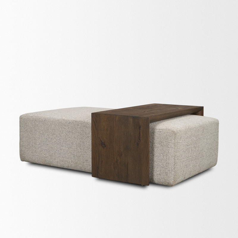 Table basse en tissu Trayden gris avec plateau coulissant brun 55,0 x 37,0 x 46,0 (cm)