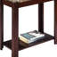 Grande table de bout en bois 24 po avec finition cerisier foncé et plateau en marbre